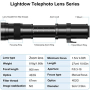 Lightdow 420-800mm Telephoto Lens Black